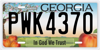 GA license plate PWK4370