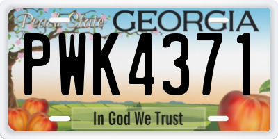 GA license plate PWK4371
