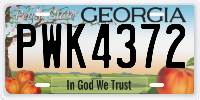 GA license plate PWK4372