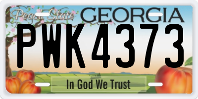 GA license plate PWK4373
