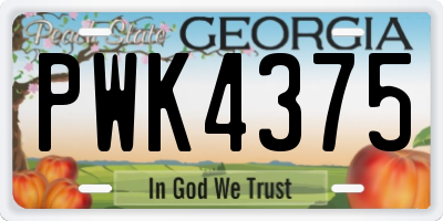 GA license plate PWK4375