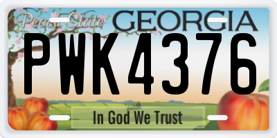 GA license plate PWK4376