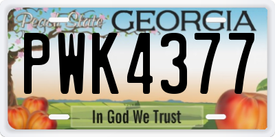 GA license plate PWK4377