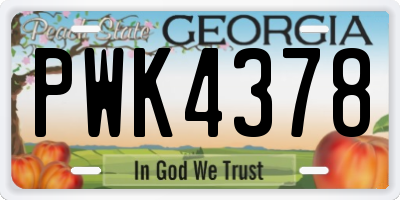 GA license plate PWK4378