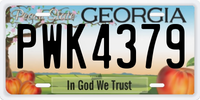 GA license plate PWK4379