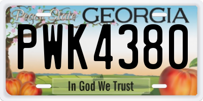 GA license plate PWK4380
