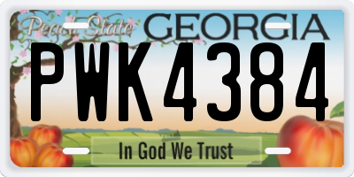 GA license plate PWK4384