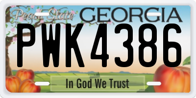 GA license plate PWK4386