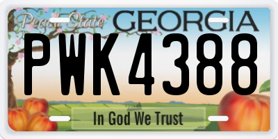 GA license plate PWK4388