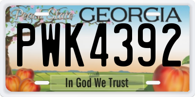 GA license plate PWK4392
