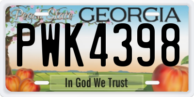 GA license plate PWK4398