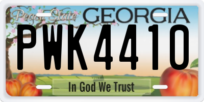 GA license plate PWK4410