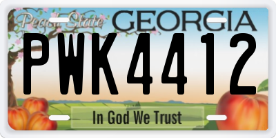 GA license plate PWK4412