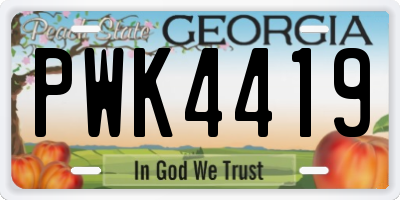 GA license plate PWK4419