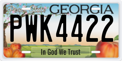 GA license plate PWK4422