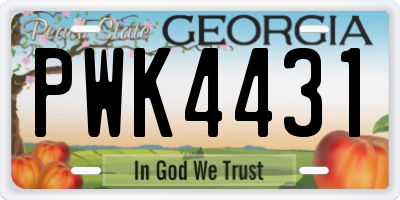 GA license plate PWK4431