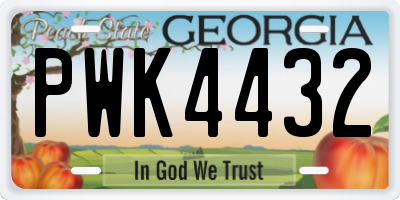 GA license plate PWK4432