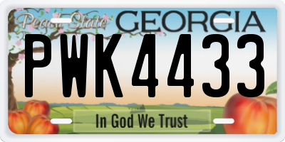 GA license plate PWK4433