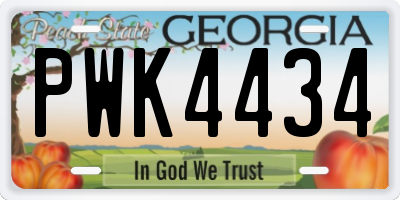 GA license plate PWK4434
