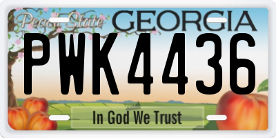 GA license plate PWK4436