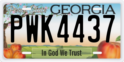 GA license plate PWK4437