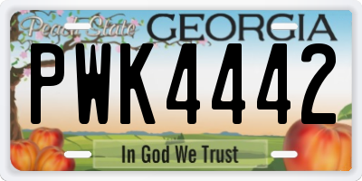GA license plate PWK4442