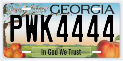 GA license plate PWK4444
