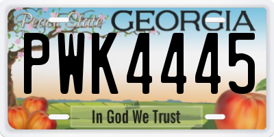 GA license plate PWK4445