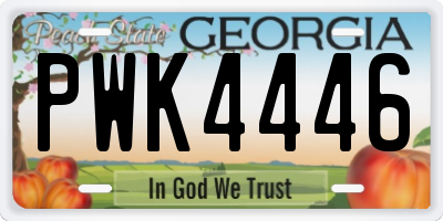 GA license plate PWK4446