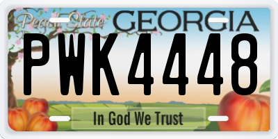 GA license plate PWK4448
