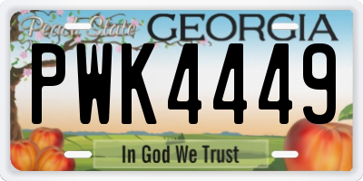 GA license plate PWK4449