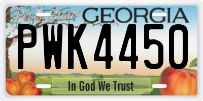 GA license plate PWK4450