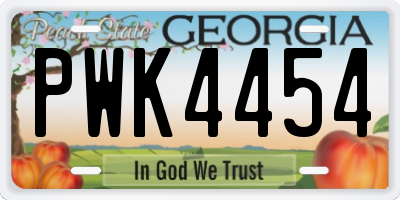 GA license plate PWK4454