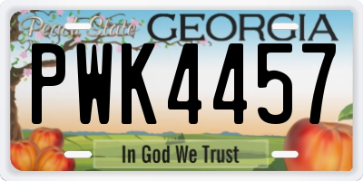 GA license plate PWK4457