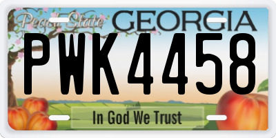 GA license plate PWK4458