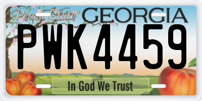 GA license plate PWK4459