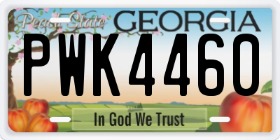 GA license plate PWK4460
