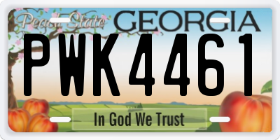 GA license plate PWK4461