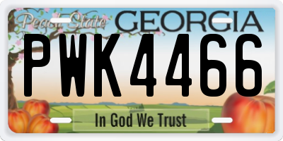 GA license plate PWK4466