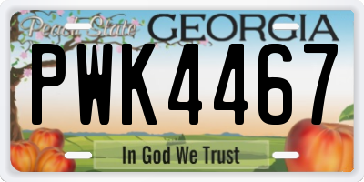 GA license plate PWK4467