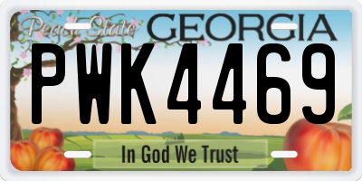 GA license plate PWK4469