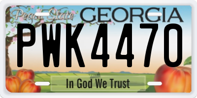 GA license plate PWK4470