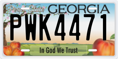 GA license plate PWK4471