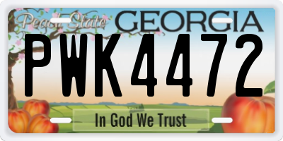GA license plate PWK4472