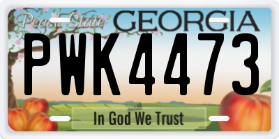 GA license plate PWK4473