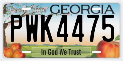 GA license plate PWK4475