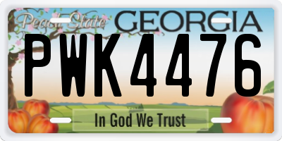 GA license plate PWK4476