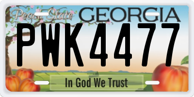 GA license plate PWK4477