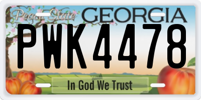GA license plate PWK4478