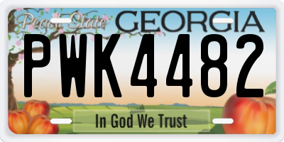 GA license plate PWK4482